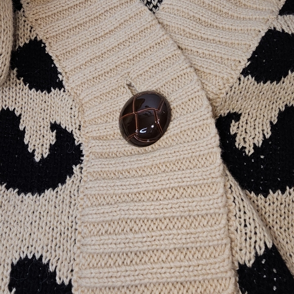 Leopard Print Long Cable Knit Cardigan Size XL - Picture 5 of 6